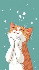 Playful Cat in Animated Style Grooming for Snapchat Story - Social Media Pet Content