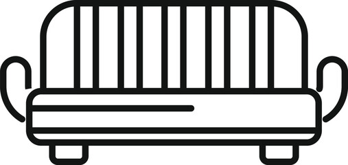 Simple outline icon of a modern sofa with wooden legs for interior design projects