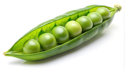 Close-up of fresh green peas in a pod, showcasing natural, healthy, vibrant, and organic food in a minimalist style.