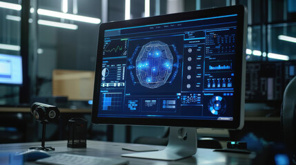 Fototapeta premium Computer screen showing a successful security scan