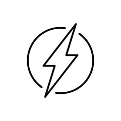 Flash thunder power icon. Simple outline style. Lightning in a circle, bolt, power, thunderbolt, electric, energy, technology concept. Thin line symbol. Vector illustration isolated.