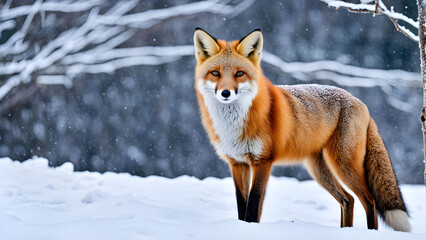 Obraz premium red fox in snow