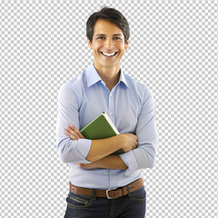 Obraz premium happy teacher with students background