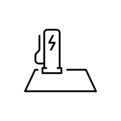 EV charging station icon. Simple outline style. Power supply station, charge, electric vehicle, green energy, technology concept. Thin line symbol. Vector illustration isolated.