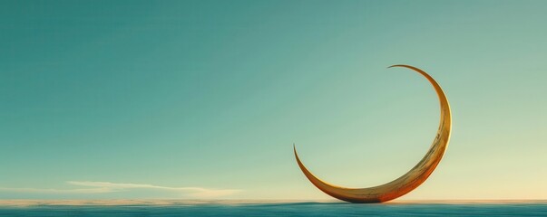 Craft a minimalist representation of a mythical creatures horn, blending ancient folklore with contemporary design, set against a unique and unexpected perspective