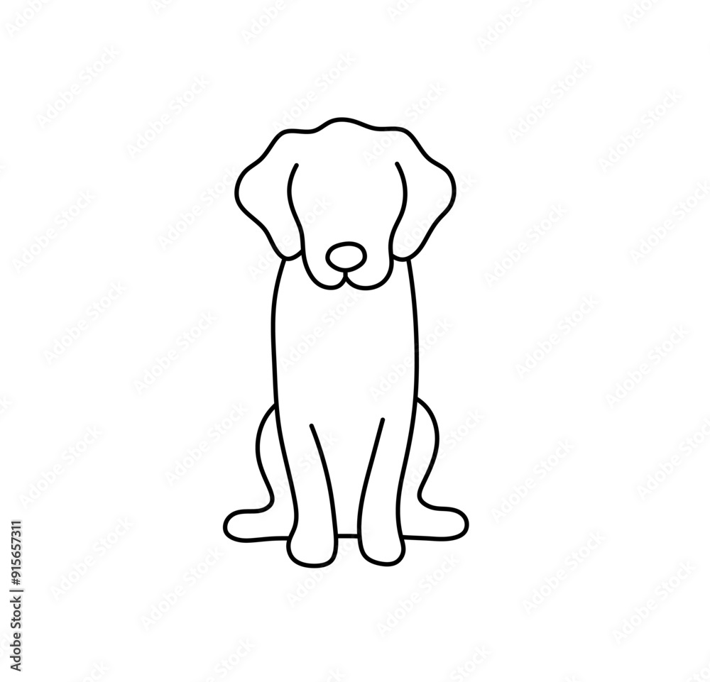 Canvas Prints vector isolated one single simple minimal sitting dog front view full body colorless black and white