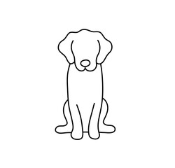 Vector isolated one single simple minimal sitting dog front view full body colorless black and white contour line easy drawing