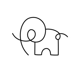 Vector isolated one single contemporary line art minimal elephant icon colorless black and white contour line easy drawing