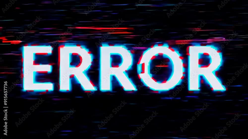 Poster glitch effect displaying error message on a dark background generative ai
