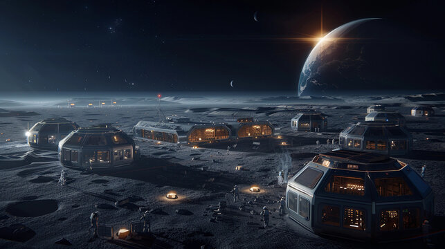 Futuristic Lunar Base on the Moon