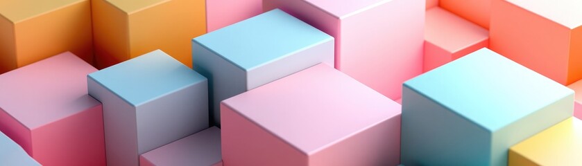 Intersecting 3D geometric planes in pastel colors, minimalist design