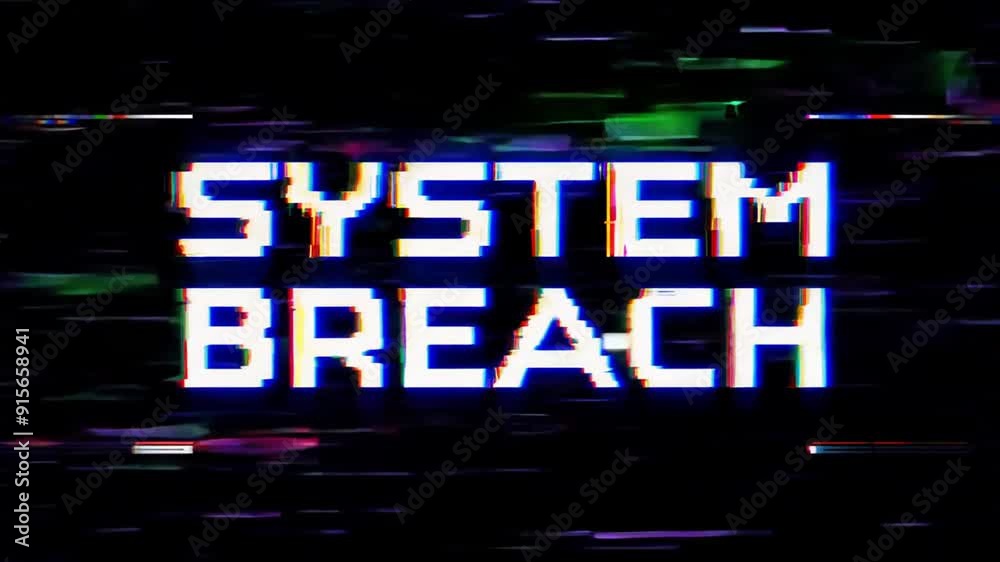 Poster digital glitch displaying a warning message about system breach generative ai