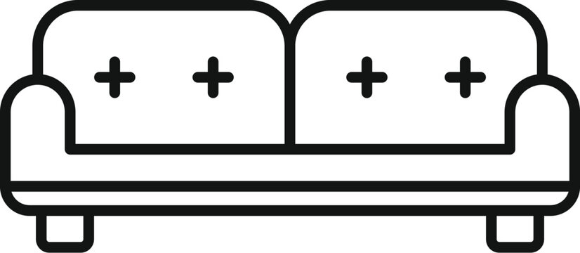 recommend clip art: Simple line drawing of a sofa, perfect for representing furniture, comfort, and interior design concepts