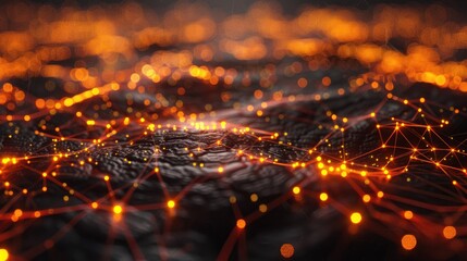Futuristic mesh grid with glowing nodes