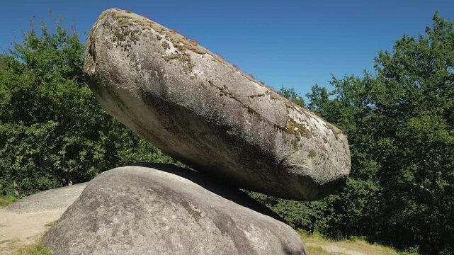 Gigantic natural balance stones of Pena do Equilibrio in Ponteareas, Pontevedra, Spain.
