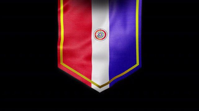 Republic of Paraguay Flag Banner ,Animation.Full HD 1920&times;1080. 07 Second Long. Transparent Alpha Video.

