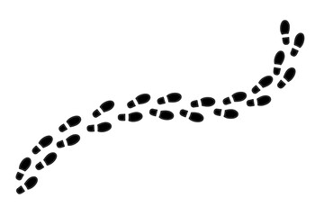 Footprints human silhouette, vector set, isolated on white background. Shoe soles print. Foot print tread, boots, sneakers. Impression icon barefoot. Vector