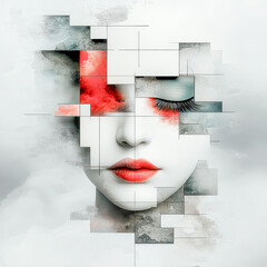 Revealing the Human Soul and Psyche A surreal depiction with fractured faces symbolizing inner transformation and self-disclosure