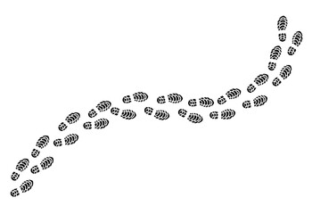 Footprints human silhouette, vector set, isolated on white background. Shoe soles print. Foot print tread, boots, sneakers. Impression icon barefoot.