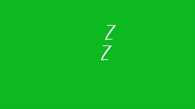 Sleeping zzz on a green screen. Sleeping concept. Night sleepy noise sound 4K animation