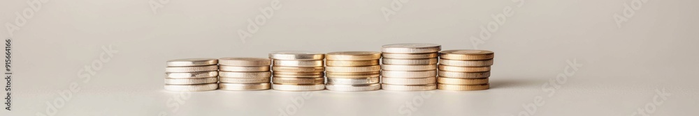 Aufkleber progressive stacked coins bar graph representing economic growth and success on a clean, white backg