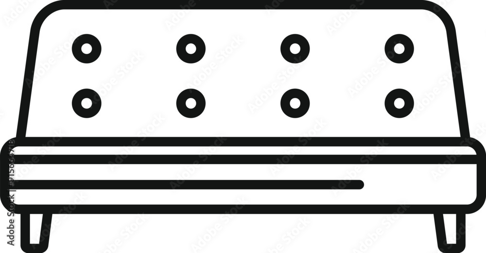 Sticker Simple black and white line drawing of a futon in the sofa position, perfect for websites or apps