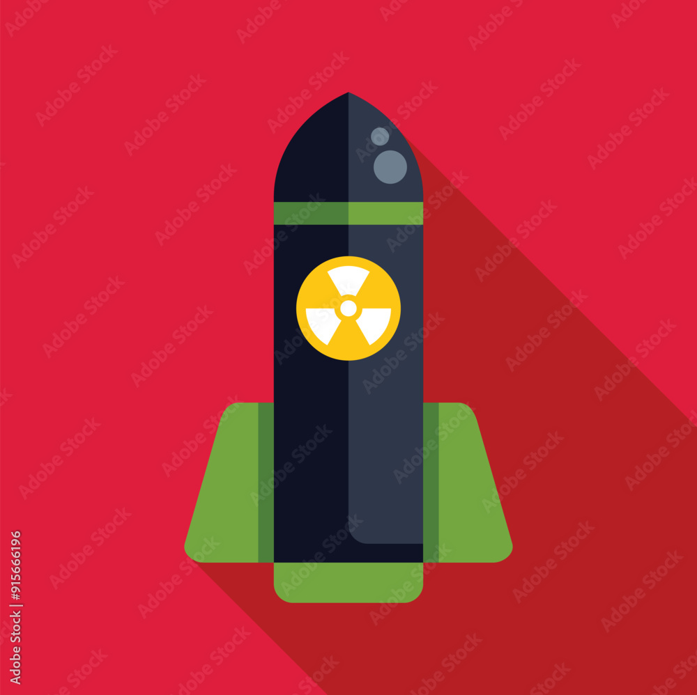 Poster nuclear missile with atomic warhead symbol representing global military conflict