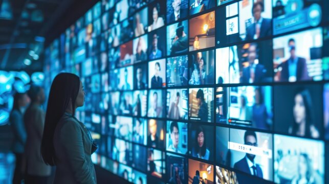 Businesswoman talking with colleagues during video conference They are planning a business strategy. - Powered by Adobe