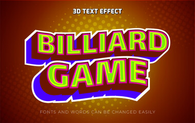 Billiard game 3d editable text effect style