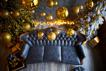 Luxurious interior of the room for Christmas and New Year.