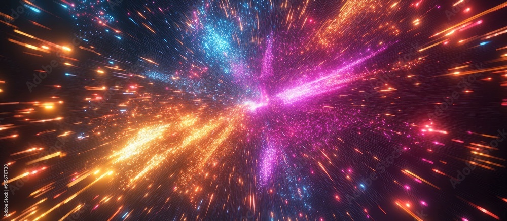 Aufkleber vibrant fireworks show. with copy space image. place for adding text or design