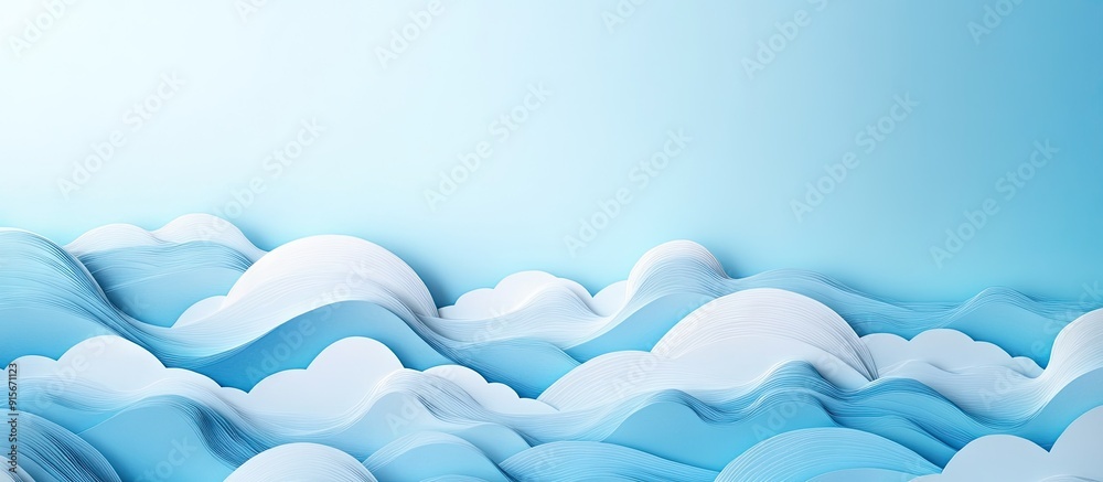 Poster Paper Cut Clouds Background Innovative Paper Art Concept. with copy space image. Place for adding text or design