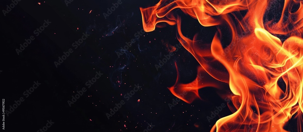 Poster the fire flames are flickering alone against a black background design template copyspace and horizo