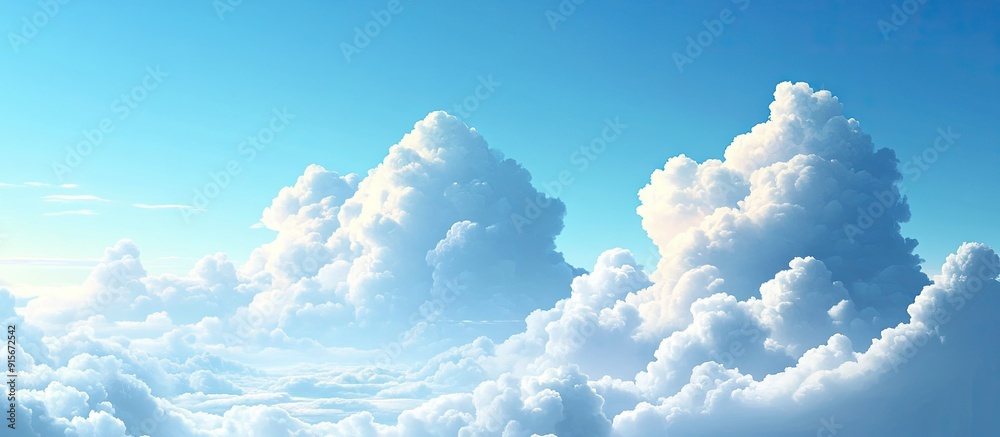 Aufkleber Blue sky with fluffy white clouds. with copy space image. Place for adding text or design