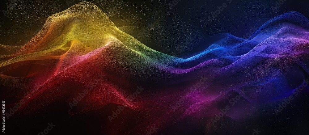 Poster dark textured color gradient wave background featuring purple red yellow blue and green colors with 