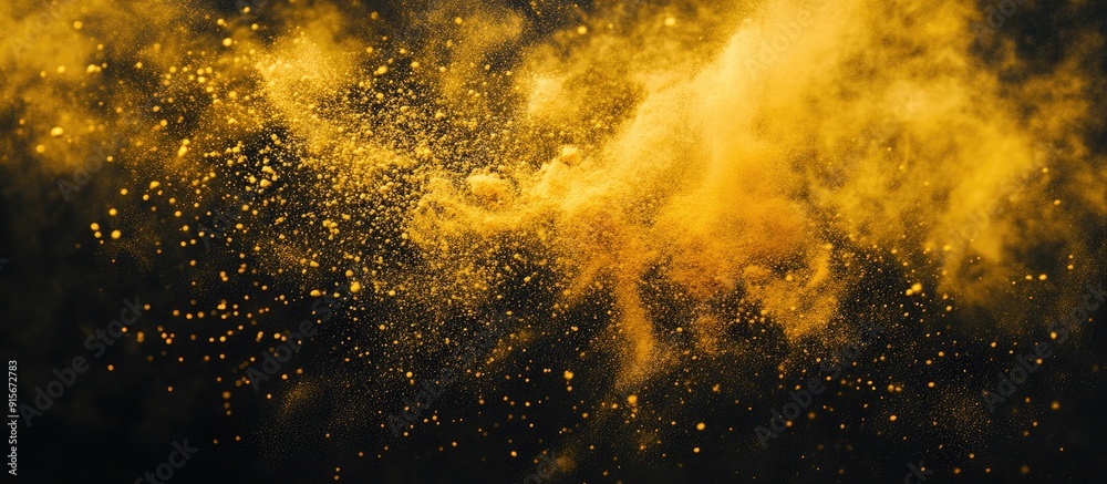 Aufkleber abstract powder splattered background freeze motion of yellow powder bursting throwing color powder 