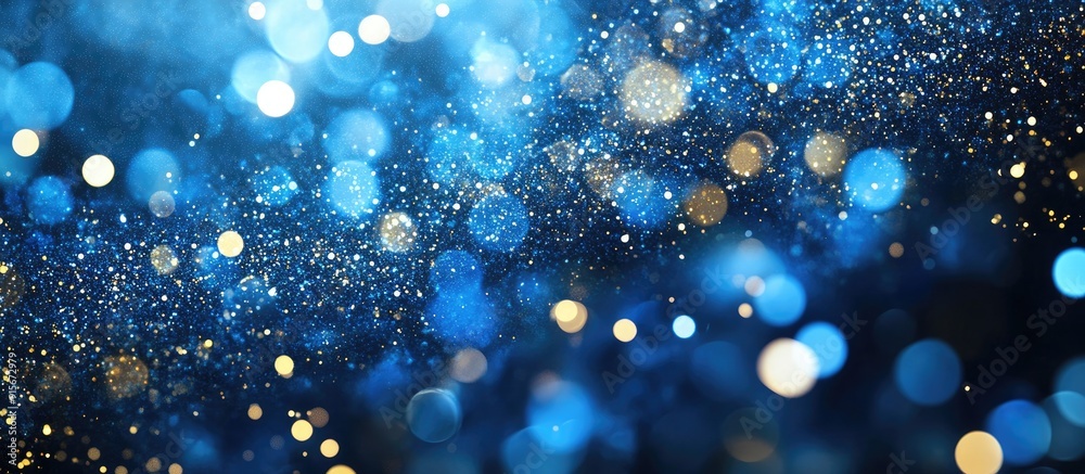 Leinwandbilder blue festive background for christmas and new year celebrations bokeh backdrop with copy space defoc
