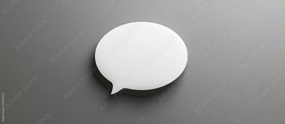 Fototapete a blank white speech bubble set against a gray background room for text top view. with copy space im
