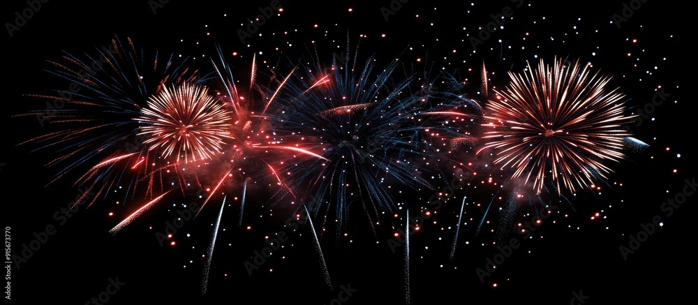 Aufkleber Vibrant fireworks show. with copy space image. Place for adding text or design