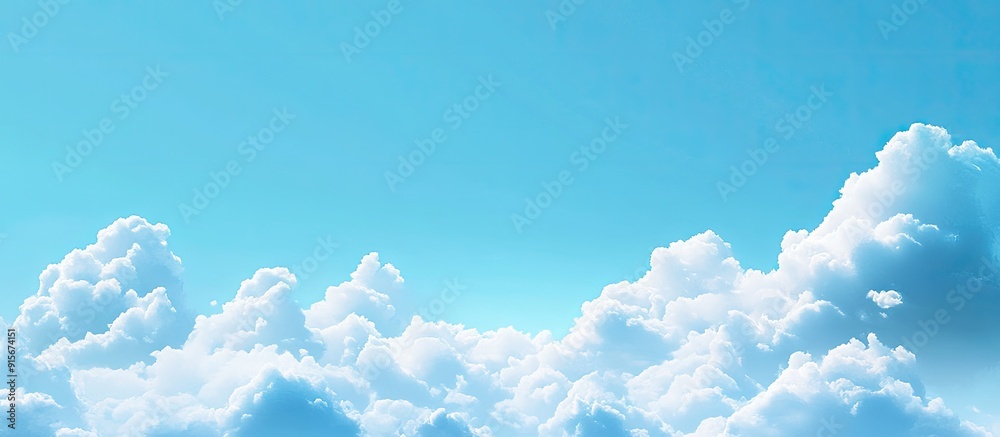 Aufkleber Pale blue sky with vibrant color White clouds dispersed throughout. with copy space image. Place for adding text or design