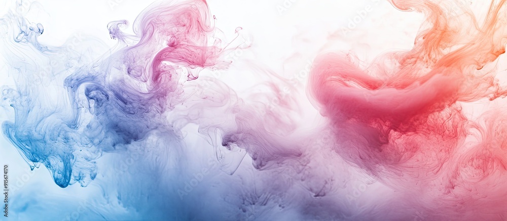 Poster Acrylic paints and ink in water Abstract background frame Isolated on white. with copy space image. Place for adding text or design
