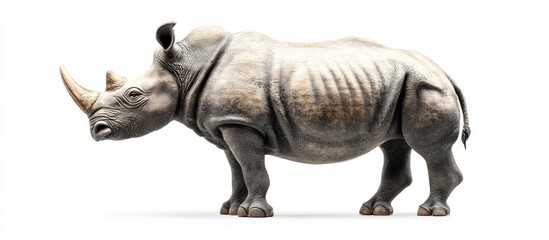 Fototapeta premium Rhinoceros toy model concept against a white background. with copy space image. Place for adding text or design