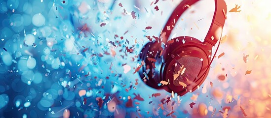 Music Streaming Media enjoying music Entertainment Download. with copy space image. Place for adding text or design