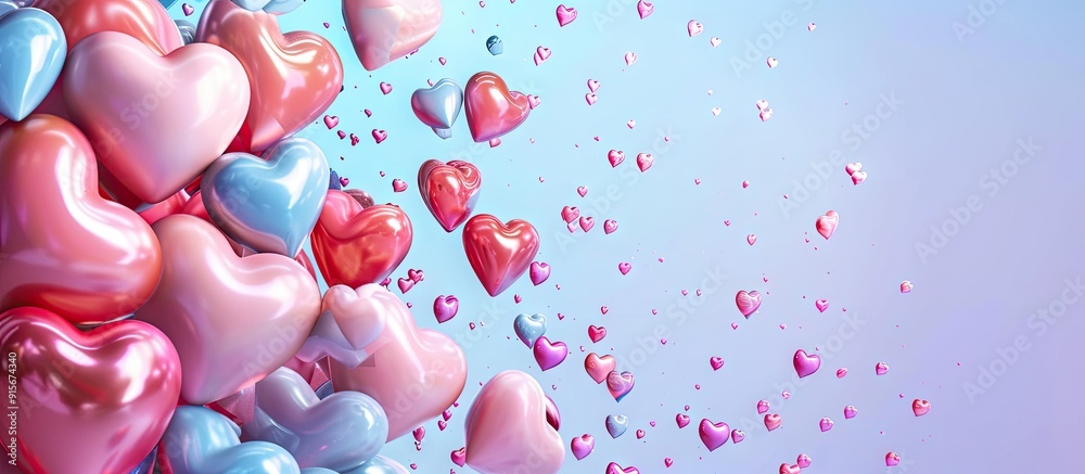 Poster Lovely Valentine s Day backdrop featuring colorful hearts. with copy space image. Place for adding text or design