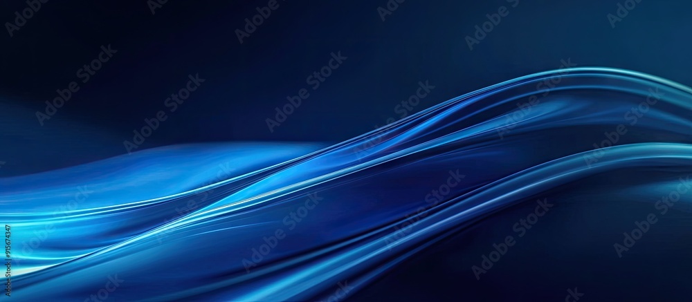 Poster Abstract blue background featuring smooth lines and a touch of motion blur. with copy space image. Place for adding text or design