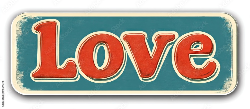 Aufkleber sticker featuring the word love. with copy space image. Place for adding text or design