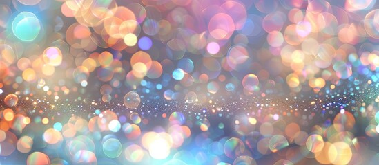 Blurred silver shimmering glitter bokeh backdrop abstract sparkling lights card texture. with copy space image. Place for adding text or design