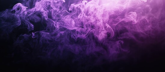 Abstract black background featuring purple smoke studio shot. with copy space image. Place for adding text or design