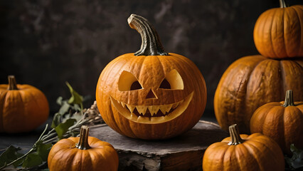 Scary Jack-o'-Lantern Pumpkin Ready for Halloween