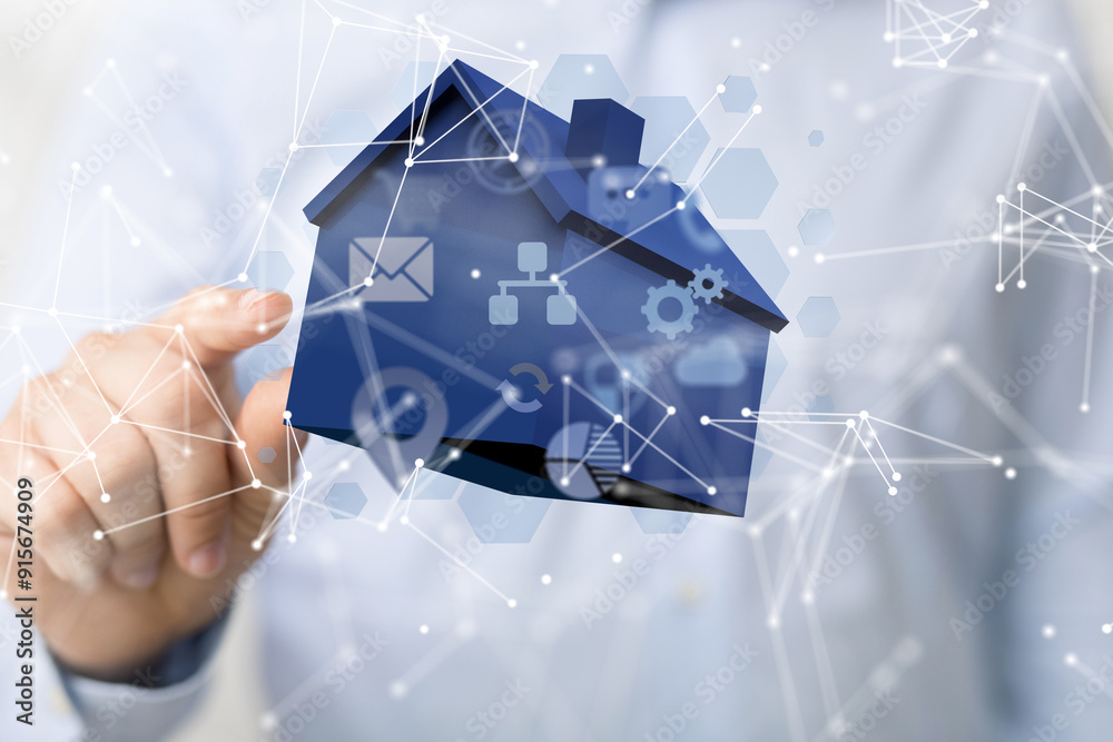 Poster house. data Big data visualization background.Abstract technology
